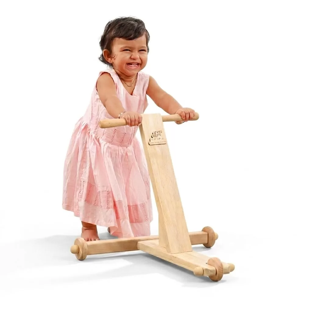 Best Baby Walkers in India: 5 Safe Picks for First Steps & Indoor Play best baby walker in India - Ariro Toys wooden nadai vandi traditional push walker for Montessori parents and 9+ month toddlers