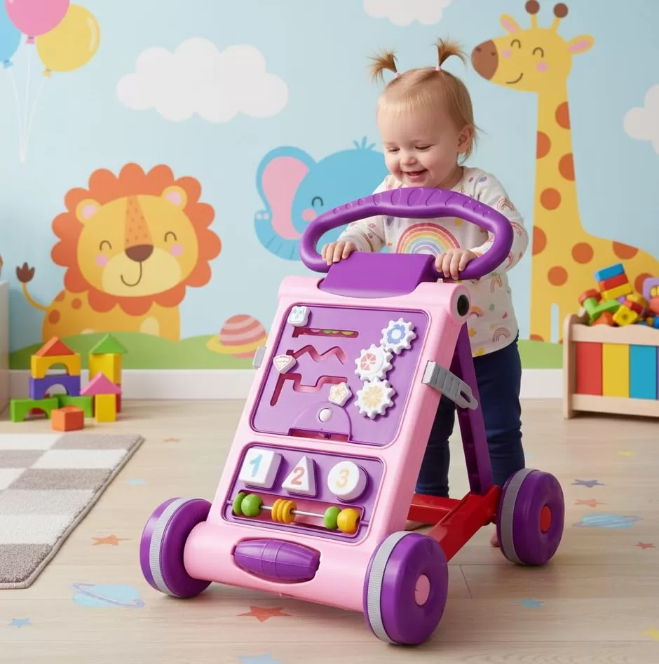 Best Baby Walkers in India: 5 Safe Picks for First Steps & Indoor Play best baby walker in India - Goyal's Activity push walker with built-in learning toys for 6-15 month toddlers