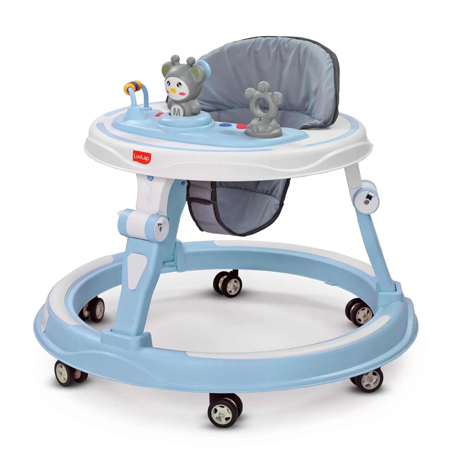 Best Baby Walkers in India: 5 Safe Picks for First Steps & Indoor Play best baby walker in India - LuvLap 360° Joy walker with switchable food and musical toy tray and 3-level height adjustment for 9+ month babies