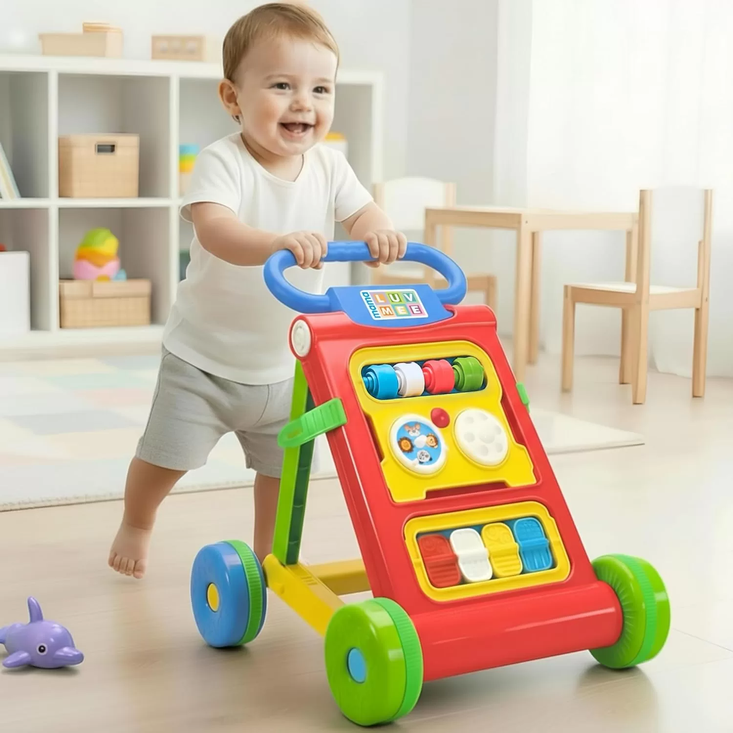 Best Baby Walkers in India: 5 Safe Picks for First Steps & Indoor Play best baby walker in India - Mama Luv Mee foldable push walker with musical toy bar in red for 6-18 month babies