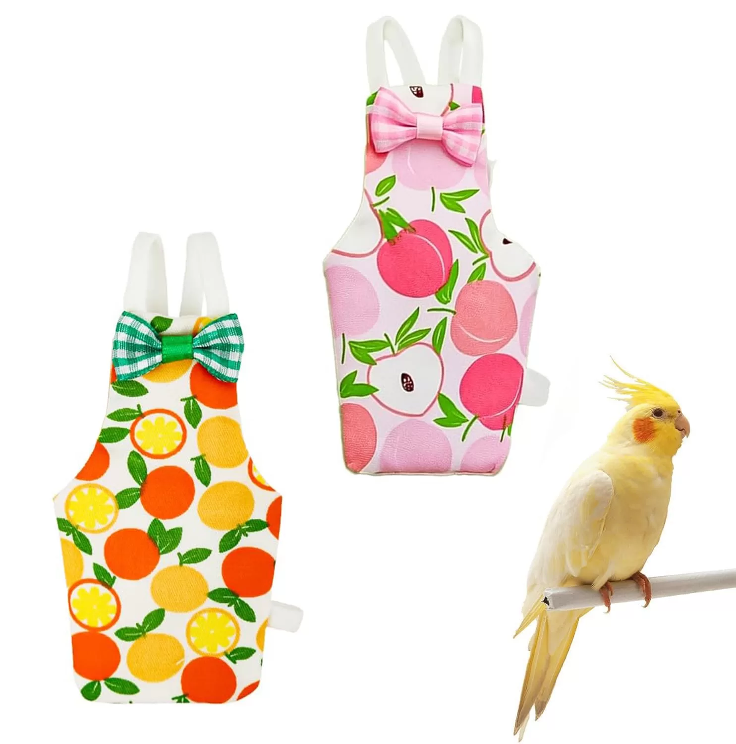Best Bird Diapers in India: 5 Reusable Flight Suits & Nappies for Parrots & Pet Birds Bird diaper India - parrot diaper set with banana and cherry patterns for indoor birds