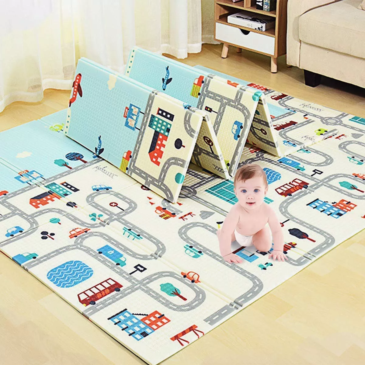 Best Baby Play Mats in India: 5 Safe, Foldable Picks for Tummy Time and Crawling Best baby play mat in India, Tarkan extra large reversible foldable foam mat for tummy time and crawling on hard floors
